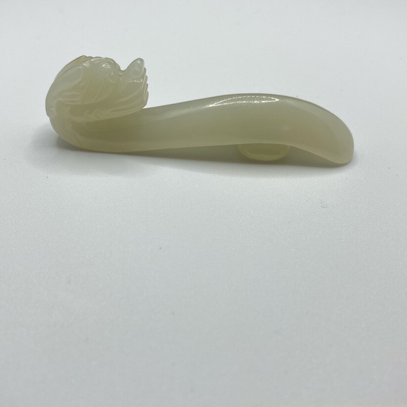 Hetian nephrite jade mutton fat dragon head buckle - Picture 2 of 16